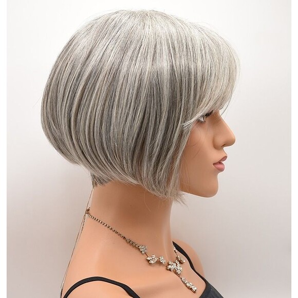 TANDI Wig by Envy, Envyhair Human Hair/Synthetic Blend, Medium Grey, NEW main image 4
